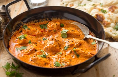 Butter Chicken/ Chicken Makhani (Non-vegetarian) Tender, boneless succulent pieces of chicken cooked in a rich tomato based, fresh herb flavored sauce finished with butter and topped with cream